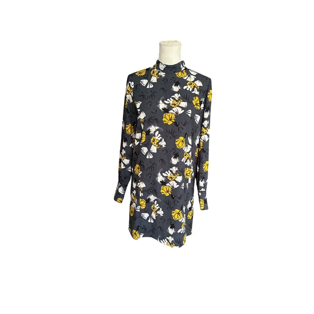 Free Press Womens Floral Print Long Sleeve Dress Mock Neck Modest Sz  S Tunic